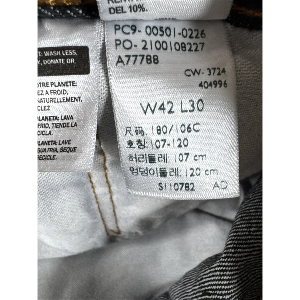 Levi's 501 Black Denim Jeans Men Button Fly Straight Fit 42x30 (42x28)